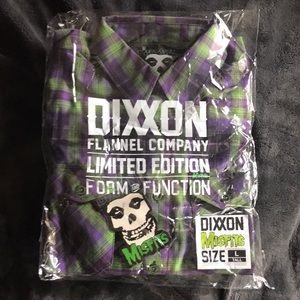 NWT Dixxon flannel Misfits collab L TALL